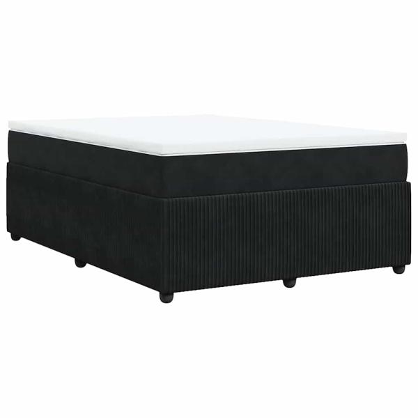 Boxspringbett mit Matratze Schwarz 140x190 cm Samt