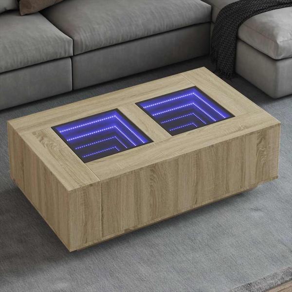 ARDEBO.de - Couchtisch mit Infinity-LED Sonoma-Eiche 116x69x40 cm