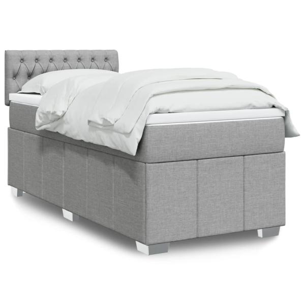 ARDEBO.de - Boxspringbett mit Matratze Hellgrau 90x200 cm Stoff