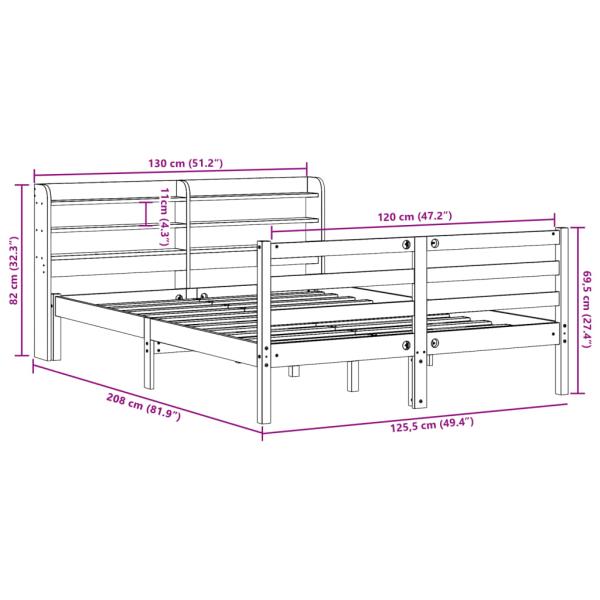Massivholzbett ohne Matratze Wachsbraun 120x190 cm Kiefernholz