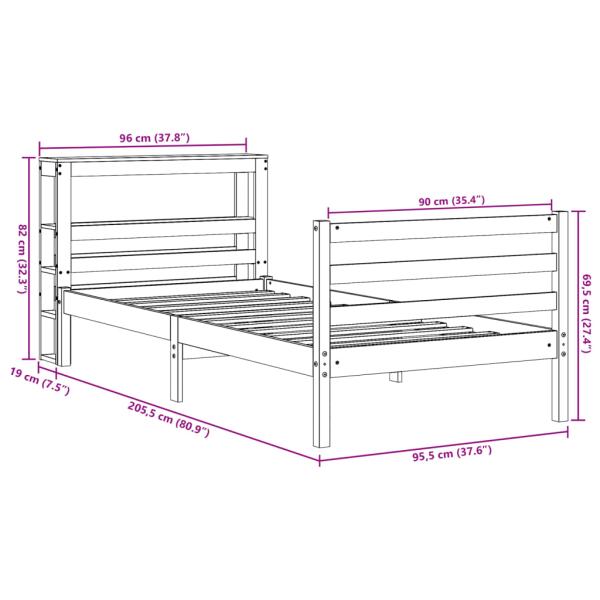Massivholzbett ohne Matratze Wachsbraun 90x200 Kiefernholz