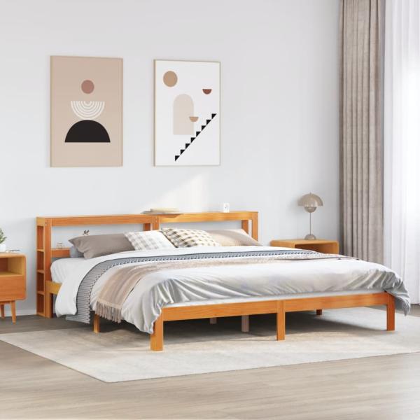 ARDEBO.de - Massivholzbett ohne Matratze Wachsbraun 180x200 Kiefernholz