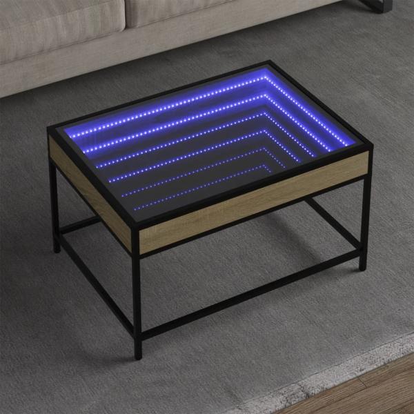 ARDEBO.de - Couchtisch mit Infinity-LED Sonoma-Eiche 70x50x41 cm