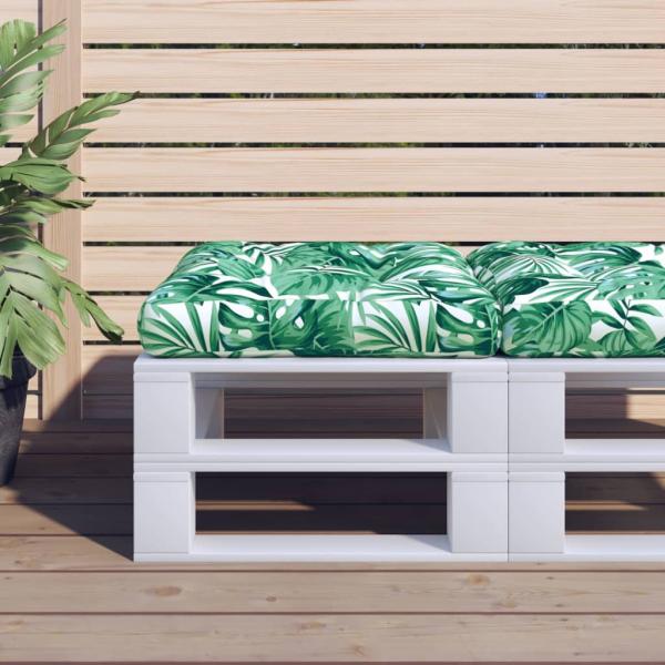 ARDEBO.de - Palettenkissen Blattmuster 58x58x10 cm Stoff