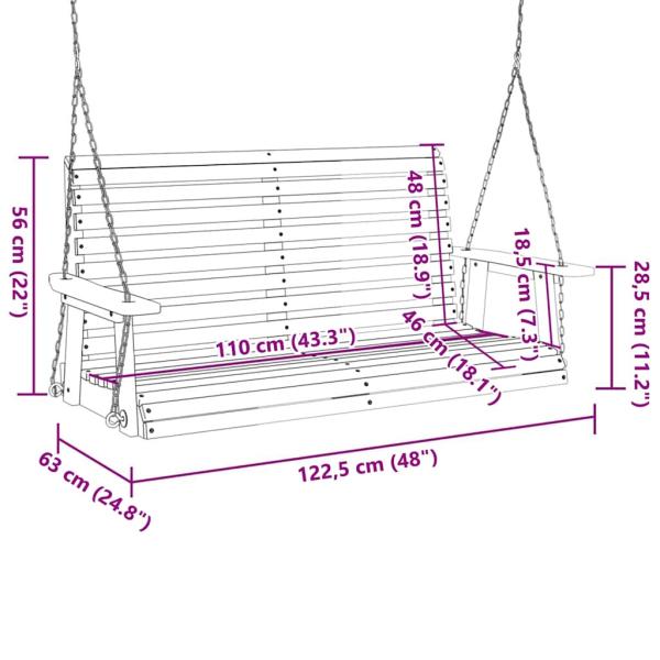 Hollywoodschaukel mit Metallketten Schwarz Massivholz Tanne