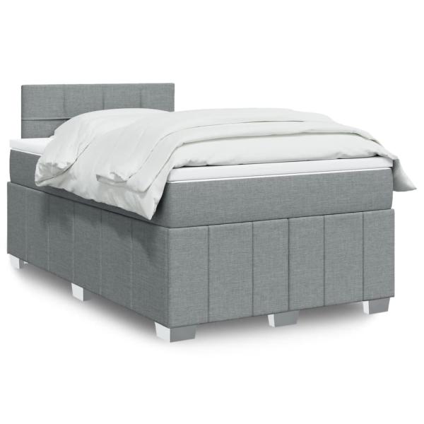 ARDEBO.de - Boxspringbett mit Matratze Hellgrau 120x190 cm Stoff