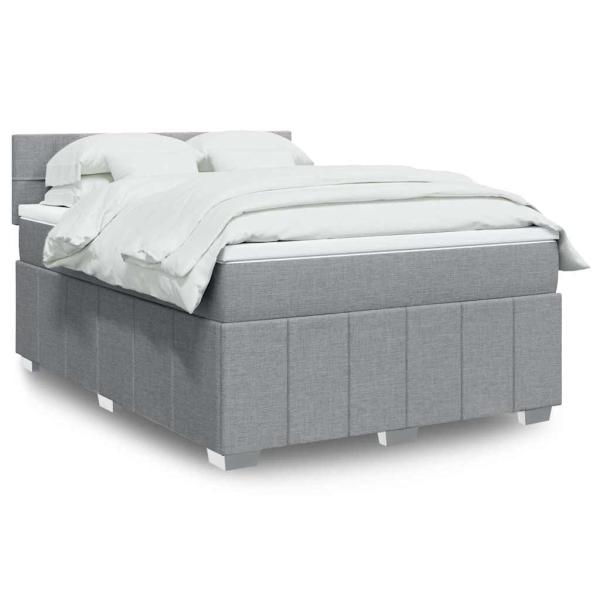ARDEBO.de - Boxspringbett mit Matratze Hellgrau 140x200 cm Stoff