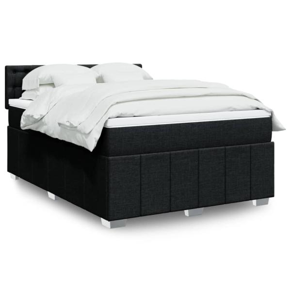 ARDEBO.de - Boxspringbett mit Matratze Schwarz 140x190 cm Stoff