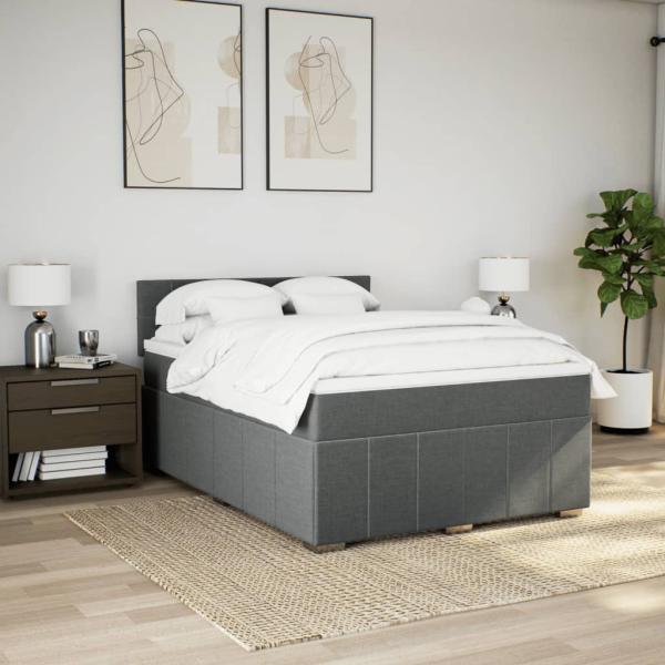 Boxspringbett mit Matratze Dunkelgrau 140x190 cm Stoff