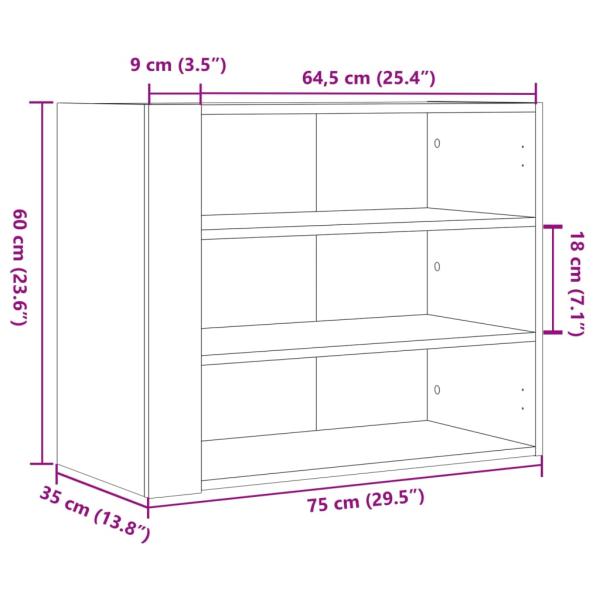 Wandregal Schwarz 75x35x60 cm Holzwerkstoff