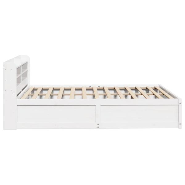 Massivholzbett mit Kopfteil Weiß 140x200 cm Kiefer