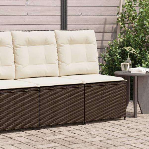 ARDEBO.de - Gartensessel mit Liegefunktion und Kissen Braun Poly Rattan