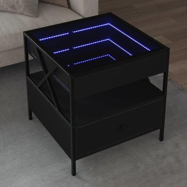 ARDEBO.de - Couchtisch mit Infinity-LED Schwarz 50x50x51 cm