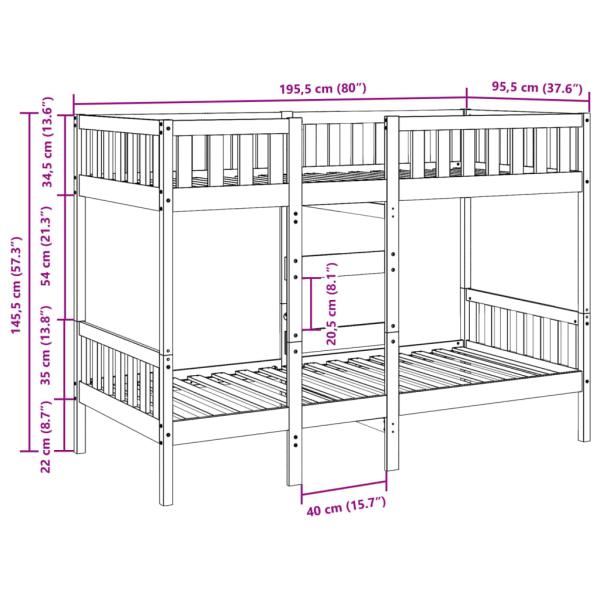 Etagenbett Wachsbraun 90x190 cm Massivholz Kiefer