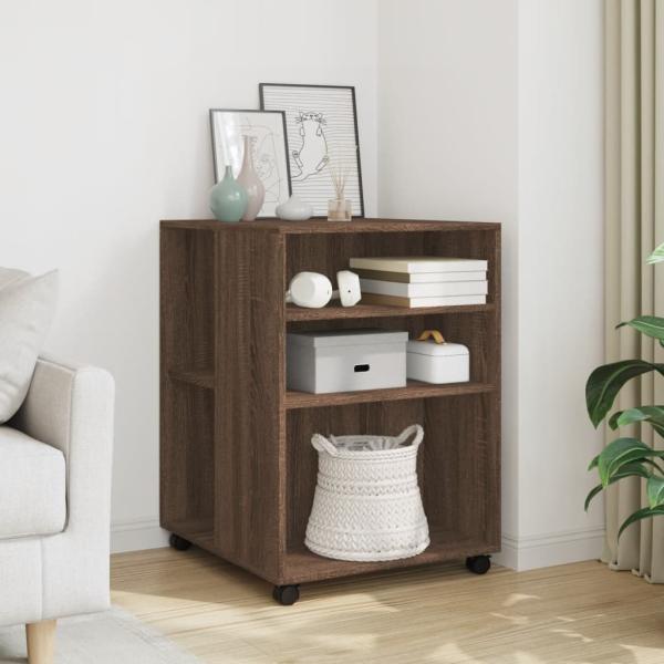 ARDEBO.de - Beistelltisch mit Rollen Braun Eiche 55x60x78 cm Holzwerkstoff