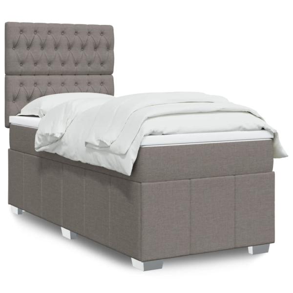 ARDEBO.de - Boxspringbett mit Matratze Taupe 90x190 cm Stoff