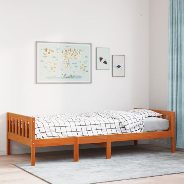 ARDEBO.de - Kinderbett ohne Matratze Wachsbraun 80x200 cm Massivholz Kiefer