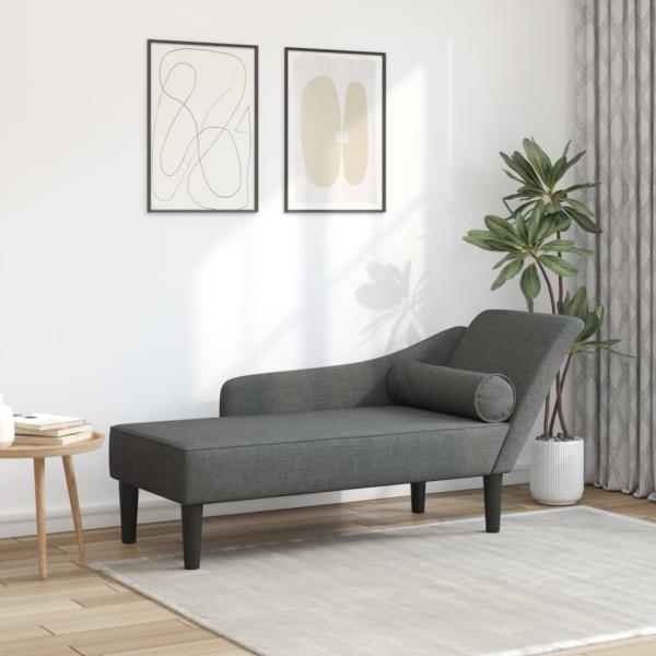 ARDEBO.de - Chaiselongue mit Kissen Dunkelgrau Stoff