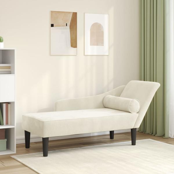 ARDEBO.de - Chaiselongue mit Kissen Creme Samt
