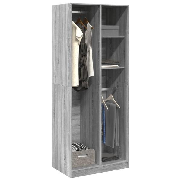ARDEBO.de - Kleiderschrank Grau Sonoma 80x50x200 cm Holzwerkstoff