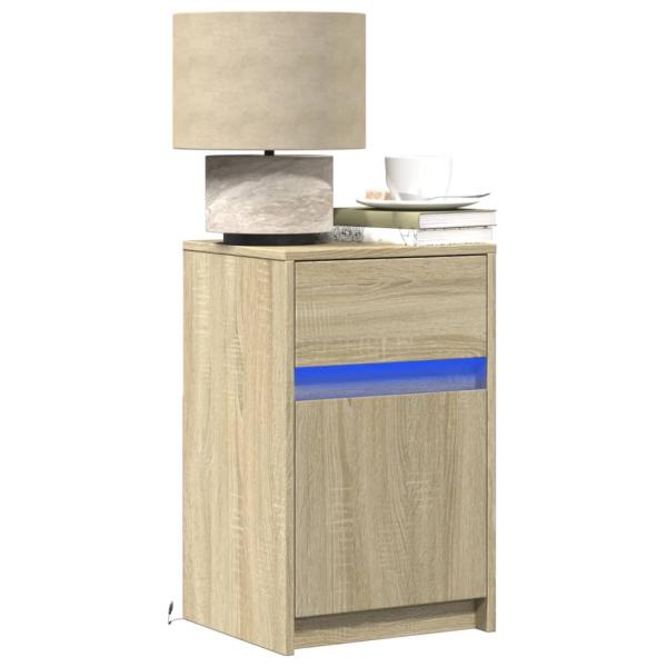 ARDEBO.de - Nachttische mit LED-Leuchten 2 Stk. Sonoma Eiche Holzwerkstoff