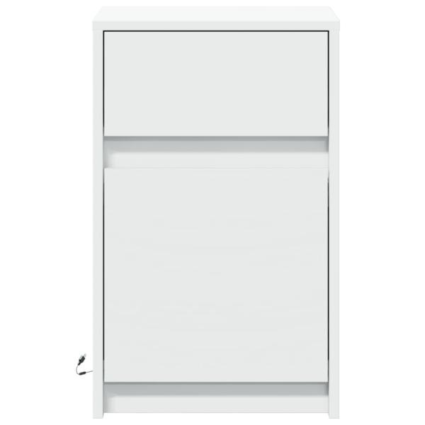 Nachttisch mit LED-Leuchten Weiß Holzwerkstoff