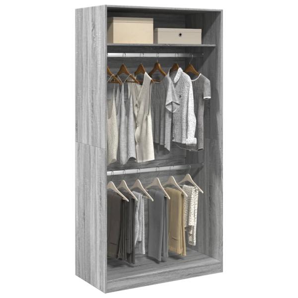 ARDEBO.de - Kleiderschrank Grau Sonoma 100x50x200 cm Holzwerkstoff