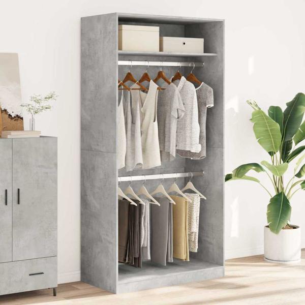 ARDEBO.de - Kleiderschrank Betongrau 100x50x200 cm Holzwerkstoff