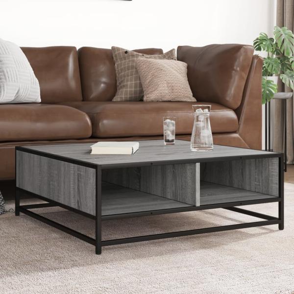 ARDEBO.de - Couchtisch Grau Sonoma 80x80x30 cm Holzwerkstoff und Metall