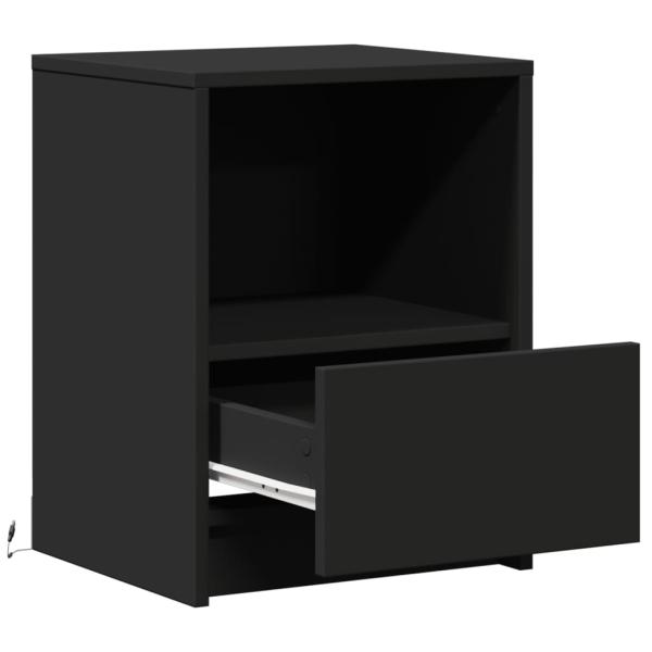 Nachttische mit LED-Leuchten 2 Stk. Schwarz Holzwerkstoff