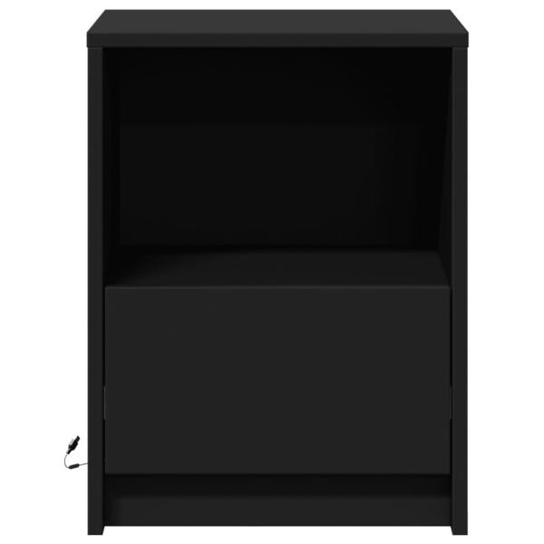 Nachttische mit LED-Leuchten 2 Stk. Schwarz Holzwerkstoff