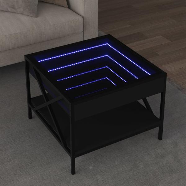 ARDEBO.de - Couchtisch mit Infinity-LED Schwarz 50x50x38 cm