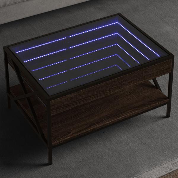 ARDEBO.de - Couchtisch mit Infinity-LED Braun Eichen-Optik 70x50x38 cm