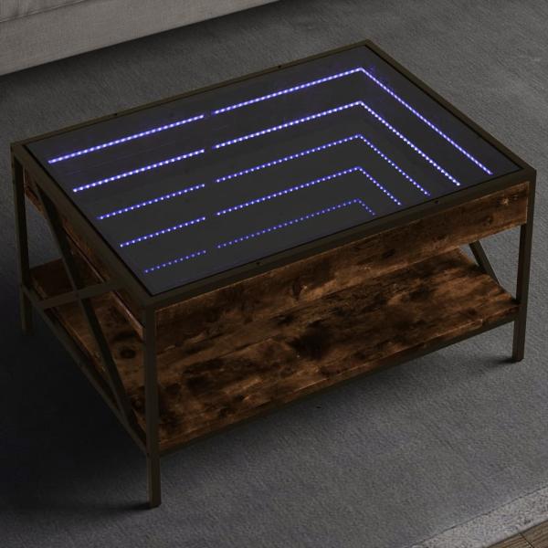 ARDEBO.de - Couchtisch mit Infinity-LED Räuchereiche 70x50x38 cm