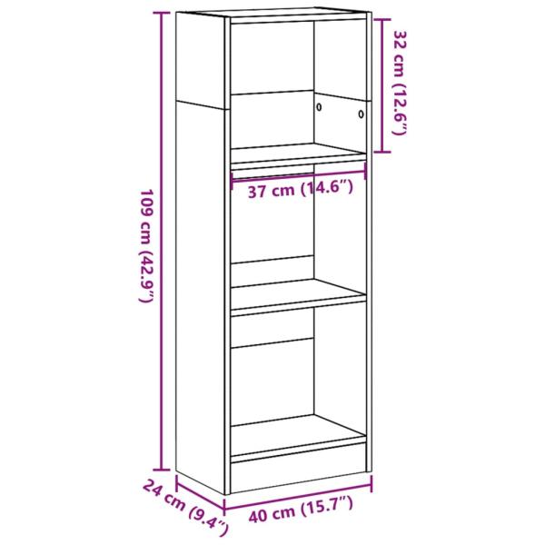 Bücherregal Räuchereiche 40x24x109 cm Holzwerkstoff
