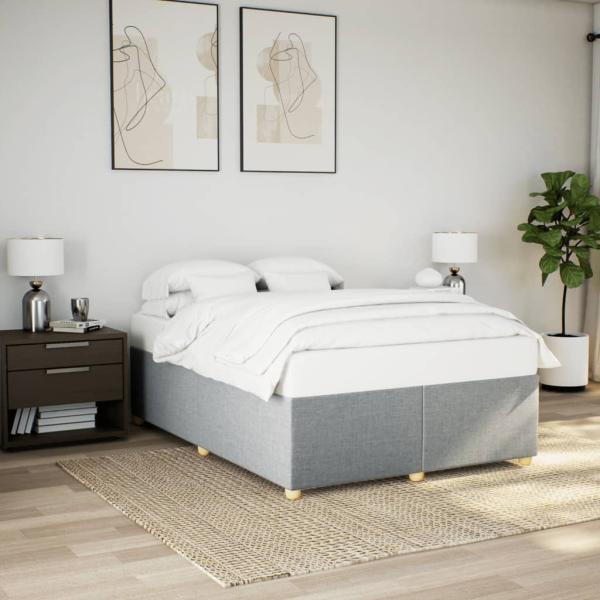 ARDEBO.de - Bettgestell ohne Matratze Hellgrau 140x190 cm Stoff