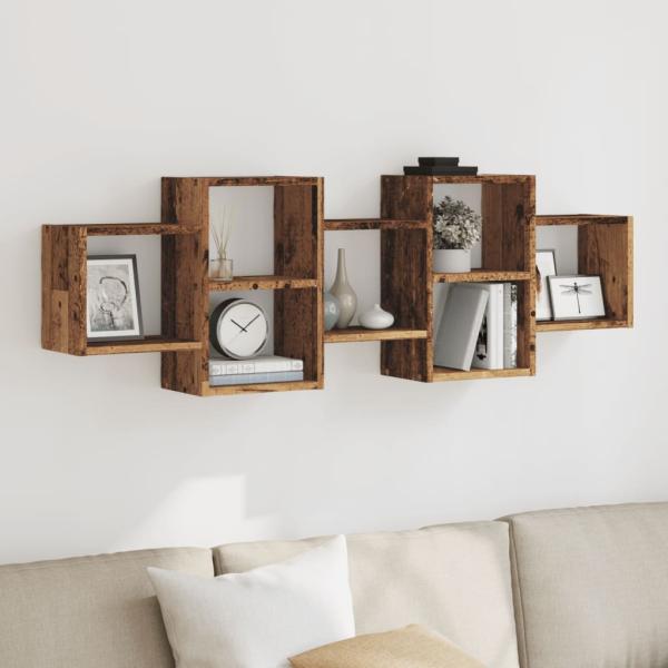 ARDEBO.de - Wandregal Altholz-Optik 129x18x42 cm Holzwerkstoff