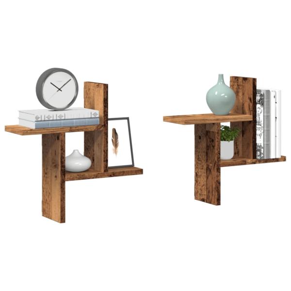 ARDEBO.de - Wandregale 2 Stk. Altholz-Optik 38x12x38 cm Holzwerkstoff