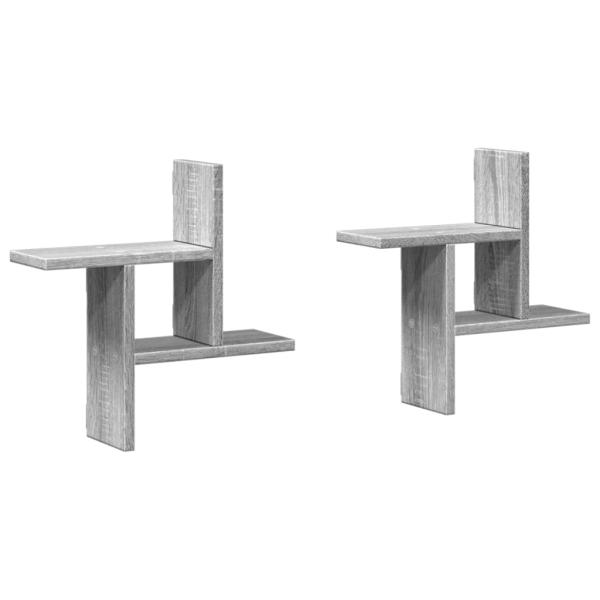ARDEBO.de - Wandregale 2 Stk. Grau Sonoma 38x12x38 cm Holzwerkstoff