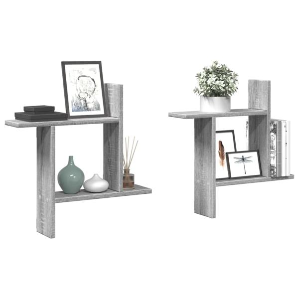 ARDEBO.de - Wandregale 2 Stk. Grau Sonoma 50x12x50 cm Holzwerkstoff