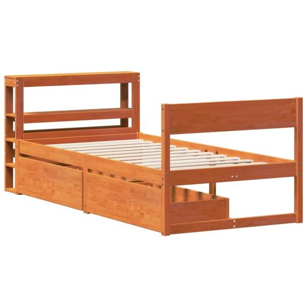 Massivholzbett ohne Matratze Wachsbraun 90x200 Kiefernholz
