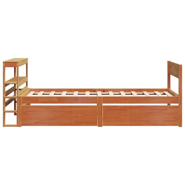 Massivholzbett ohne Matratze Wachsbraun 90x200 Kiefernholz