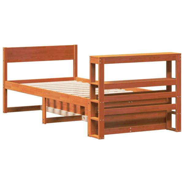 Massivholzbett ohne Matratze Wachsbraun 90x200 Kiefernholz