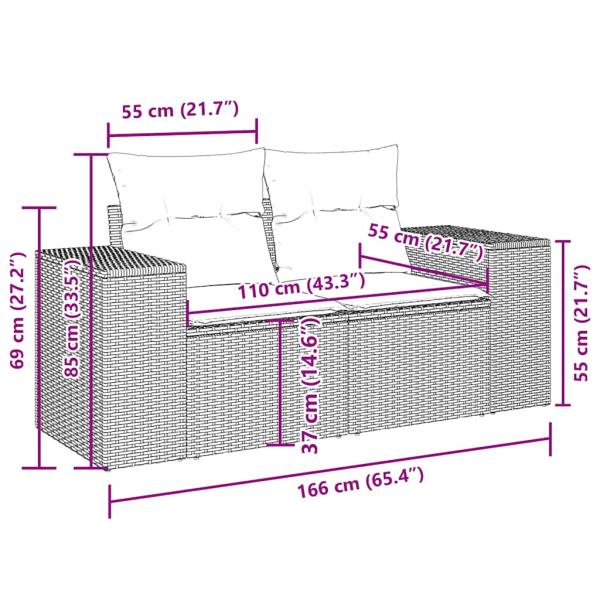 5-tlg. Garten-Sofagarnitur mit Kissen Hellgrau Poly Rattan