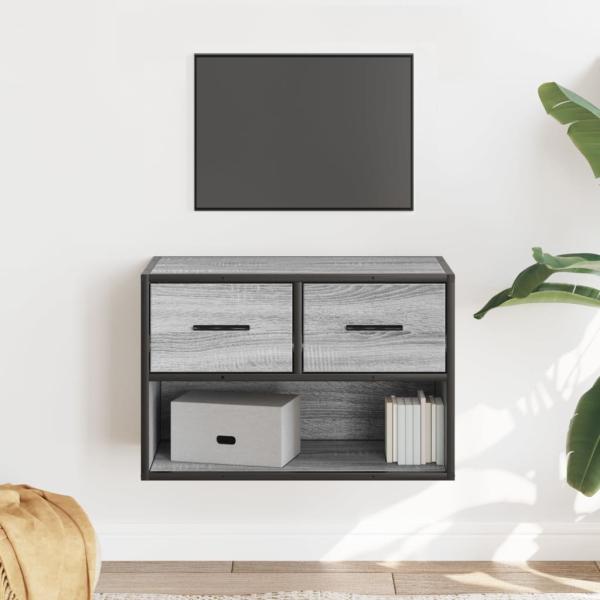 ARDEBO.de - TV-Schrank Grau Sonoma 60x31x39,5 cm Holzwerkstoff und Metall