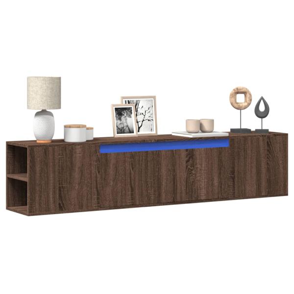ARDEBO.de - TV-Wandschrank mit LED-Beleuchtung Braun Eiche 180x31x39,5 cm