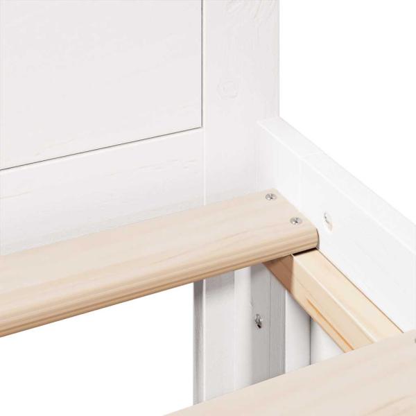 Massivholzbett ohne Matratze mit Kopfteil Weiß 135x190cm Kiefer