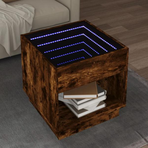 ARDEBO.de - Couchtisch mit Infinity-LED Räuchereiche 50x50x50 cm