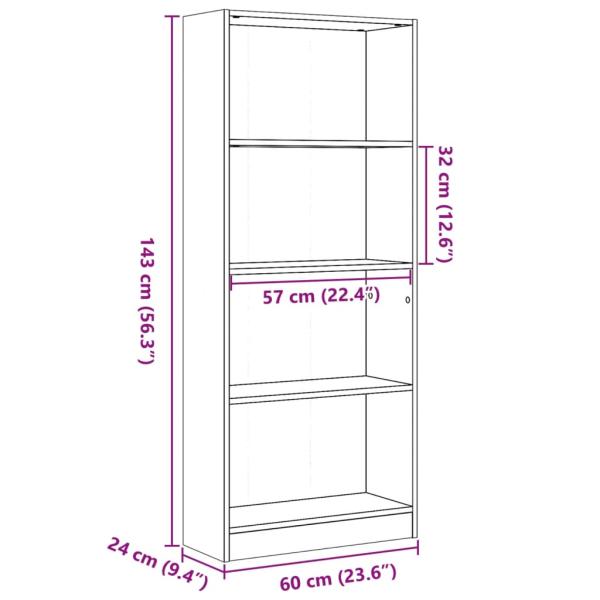 Bücherregal Sonoma-Eiche 60x24x143 cm Holzwerkstoff