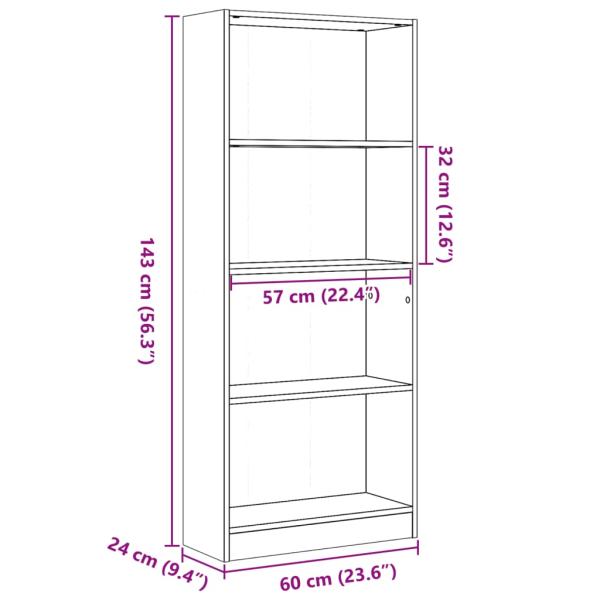 Bücherregal Räuchereiche 60x24x143 cm Holzwerkstoff